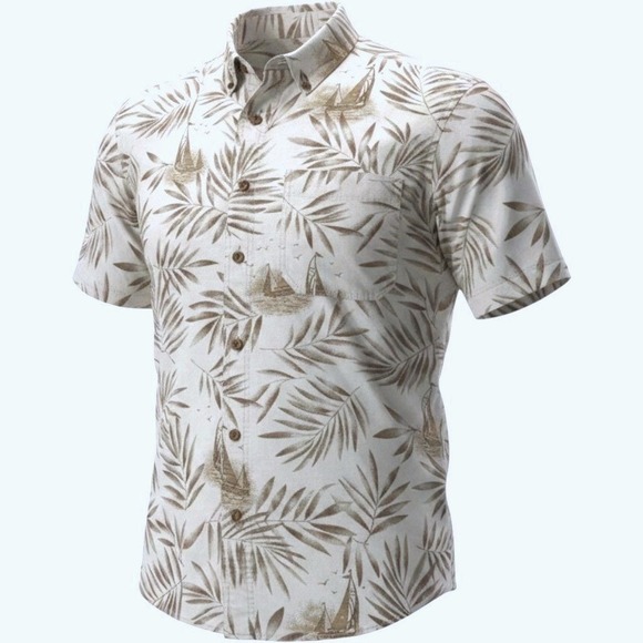 Woolrich Other - Woolrich John Rich & Bros Men's Large Sailing Shirt Palm Leaf Sailboat Casual